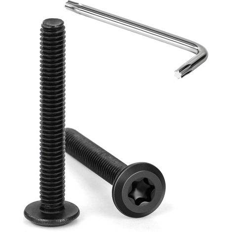 20 Pièces Vis à Tête Plate Torx Noir M4 x 30 mm Vis à Six Pans Creux en Acier Inoxydable A2 V2A Boulons de Meubles Hexagonale avec Clé T20 Filetage Complet (1/5)