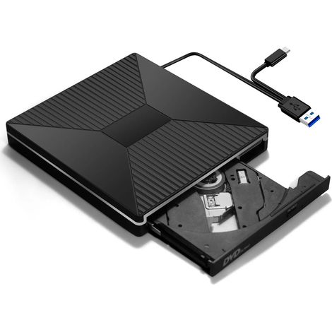 Lecteur/graveur/lecteur/graveur DVD/VCD/CD externe ultra-fin 7 en 1 USB 3.0 Type-C, compatible avec les ordinateurs portables, les PC, les graveurs DVD et les appareils portables. (1/5)