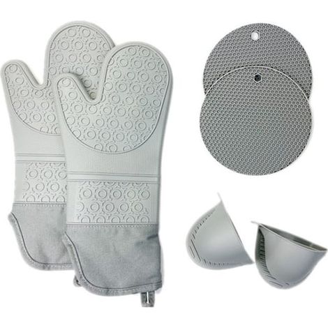 Maniques de cuisine résistantes à la chaleur avec gants et dessous de plat chauffants (1/5)
