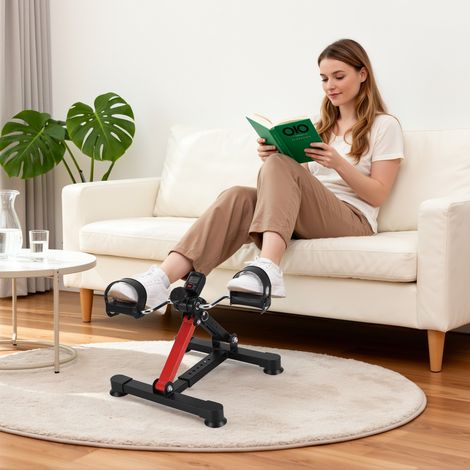 Wolketon Mini cyclette da casa a pedali Pieghevole Allenamento braccia e gambe Muscolazione Rosso e nero (1/5)