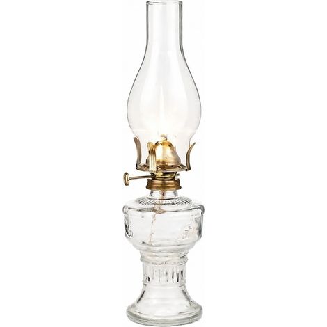 Lampe à huile rétro classique en verre, 32 cm, grande capacité, décorative pour la maison (1/4)