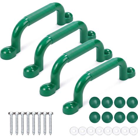 Relaxdays Poignées d'escalade, lot de 4, 100 kg/poignée, accessoires pour tour de jeux & lit mezzanine, plastique vert