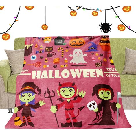 CCYKXASoft and warm Halloween flannel throws with cartoon ghosts and spiders. Coloring Halloween blankets for camping, bed, reading, studying, and sleeping. (1/5)
