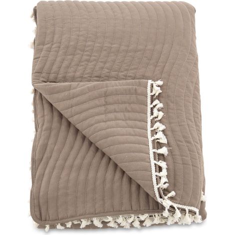 Lias couvre-lit 180x260cm marron, offwhite.