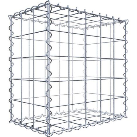 Gabion 50 cm x 50 cm x 30 cm – Mailles 10 x 10 cm – Construction en fil de fer galvanisé – Résistance à la corrosion – Montage rapide avec spirales – Gabiona