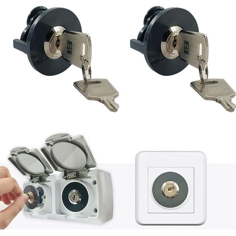 Lot de 2 verrous de prise électrique pour éviter le vol d'électricité, éviter le contact des enfants, des animaux domestiques avec des appareils électriques, largement utilisés à l'intérieur (1/5)