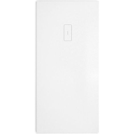 Mineralguss-Duschwanne extra flach FUSION Schieferoptik WEISS 100x100cm