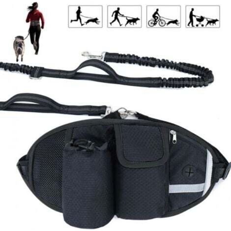 [NEVER USED] (Black) Dog Leash, Hands-Free Dog Leash for Dogs Up to 110kg, Shock Absorbing, Comfortable, Reflective Stitching, Ideal for Running, Jogging and Walking