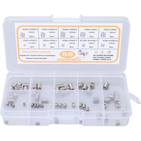 Assortment of stainless steel fasteners, 55 pieces, M2 M2.5 M3 threaded nuts for repair (1/5)