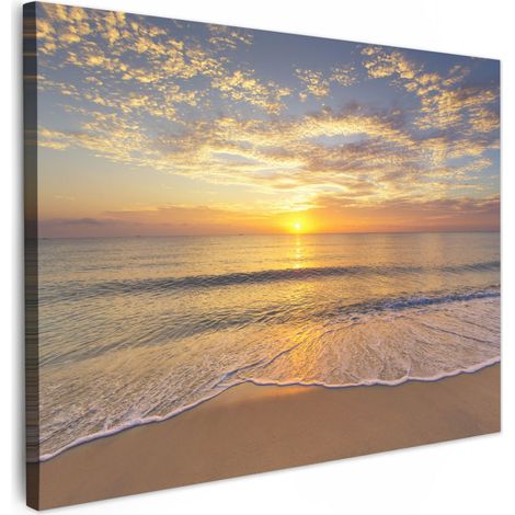 CUADRO EN LIENZO Playa - Puesta de sol - Mar Lienzo Modernos 80x60 cm