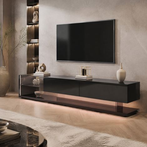 Mueble TV 175x38x37 cm blanco MDF y tablero de partículas con puertas y cajones (1/5)