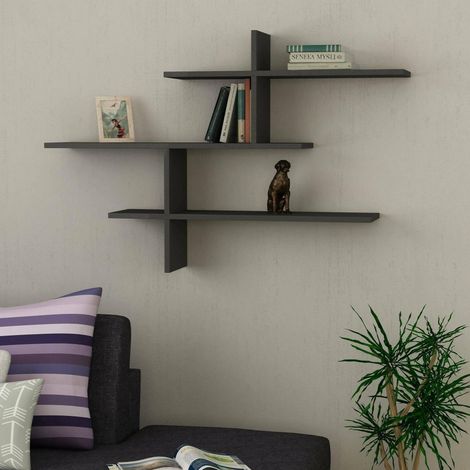 Étagère Murale Urania, Étagère, Tablette Murale, Rayonnage Polyvalent, 123x22h81 cm, Anthracite (1/5)