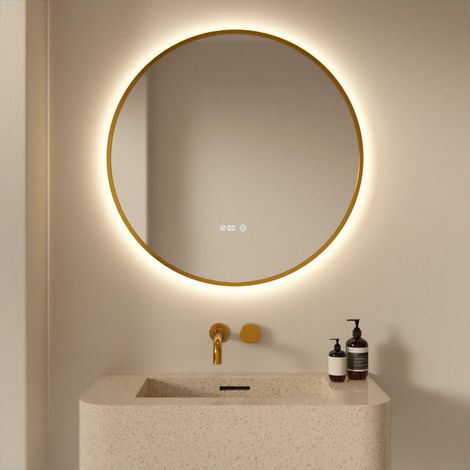 Badezimmerspiegel - Rund - 80 cm - Gold Rahmen (1/4)