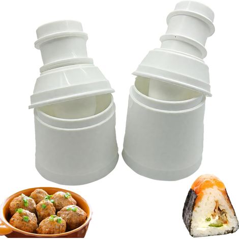 Set mit 2 Reisbällchenformen, Onigiri-Form 3 in 1, zur Zubereitung von Reisbällchen, Fischbällchen und Wonton, Sushi (1/5)