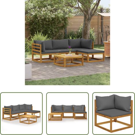 vidaXL Akazienholz - 5-tlg. Garten-Lounge-Set mit Auflagen Massivholz Akazie (1/5)