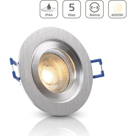 Einbauspot IP44 rund starr - Farbe: Alu-gebürstet - LED Leuchtmittel: GU10 5W neutralweiß (1/5)