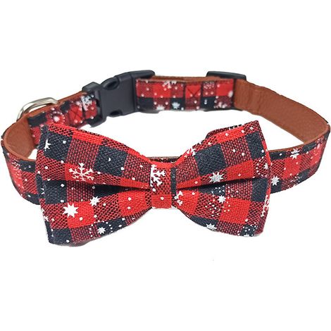 Collier Pour Chien - Collier De Noël En Tissu Avec Nœud - Pour Chiens Et Chats De Taille Petite À Grande - 1 Pièce (1/5)