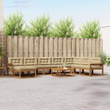 vidaXL Outdoor-Sofagarnitur mit Kissen 9 pcs Natur und Beige (1/5)
