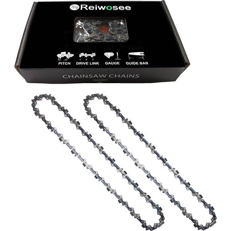 Chaînes de Scie à Chaîne 2 pièces 12 pouces Chaînes de Tronçonneuse, 3/8 lp, Espacement 050 (1,3 mm), 44DL, Accessoires de Scie Universels, Longueur 41cm, pour Bois et Scierie (1/5)