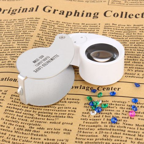 Loupe de lecture argentée 40X, loupe éclairante avec lampe LED (1/5)