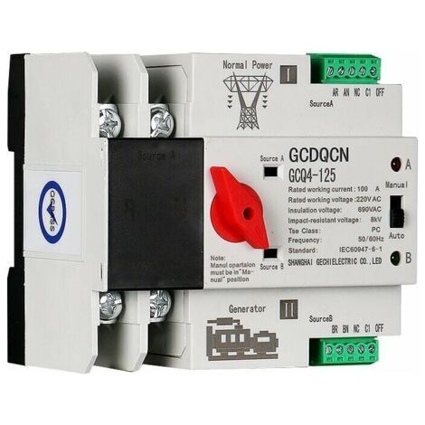 Commutateur de transfert automatique à double alimentation 2P100A commutateur ats isolé au niveau PC milliseconde monté sur rail (1/5)