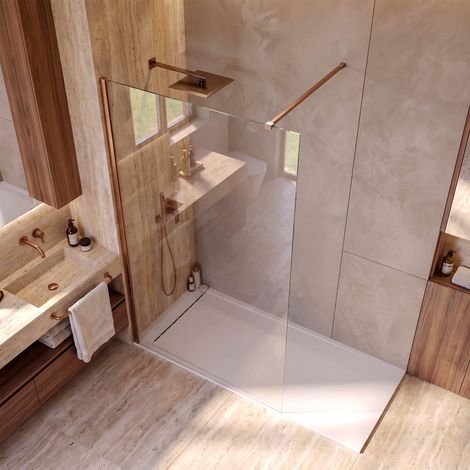Doccia walk-in 120 cm h200 8mm anticalcare trasparente iside, colori bronzo (1/4)