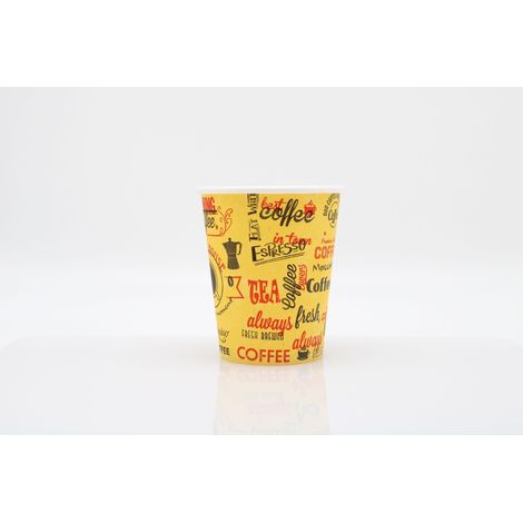 100x Kaffeebecher Morning Coffee Papierbecher PE beschichtet 8 oz / 200ml Gelb (1/4)