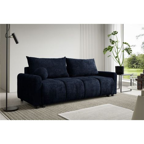 Sofa 3-Sitzer mit Schlaffunktion GIANA Stoff Soft Dunkelblau