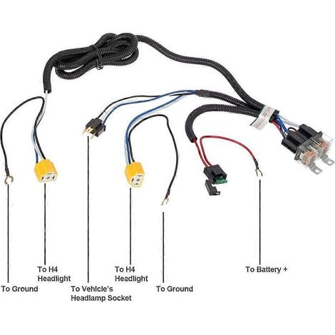 Ampoules de phare H4, douille en céramique, connecteur, relais, kit de faisceau de câblage, 12 V