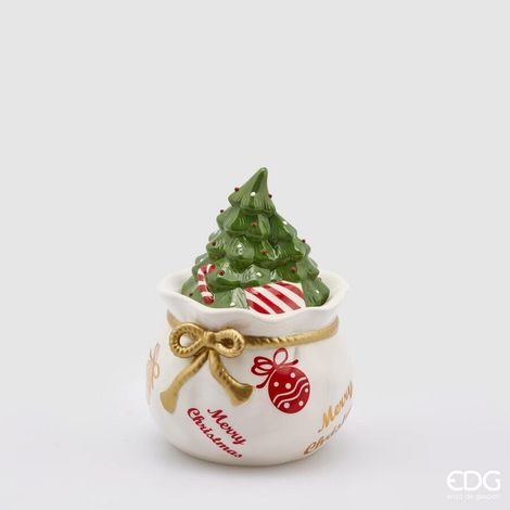 EDG Enzo De Gasperi Contenitore di Natale Forma Sacco con Pino H 20 Cm D 14 Cm Green Red