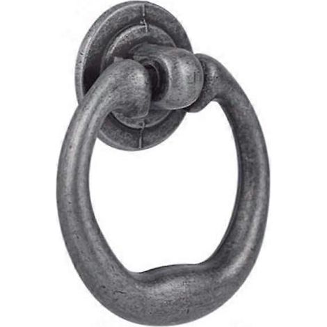 Poignée de tiroir en anneau argenté antique, bouton de porte de meuble vintage en alliage de zinc pour commode ou placard (1/3)