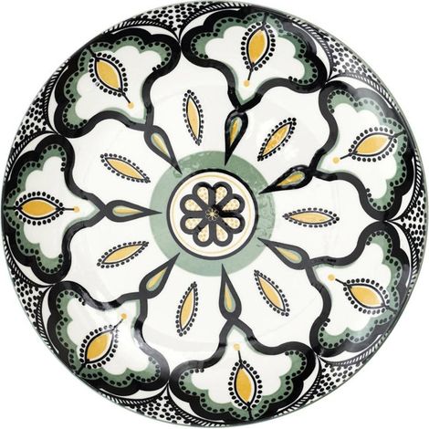 Lot de 6 Assiettes à Dessert "Mandala" 19cm Vert (1/4)