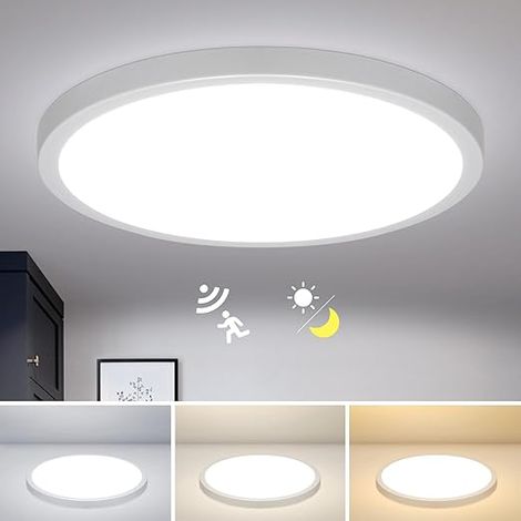 Plafonnier LED, 30cm luminaire de couloir, 42w lampe circulaire avec capteur, sous - sol, grenier et porche éclairage plafonnier PRY Full Spectrum 98 protection oculaire minimaliste (1/4)