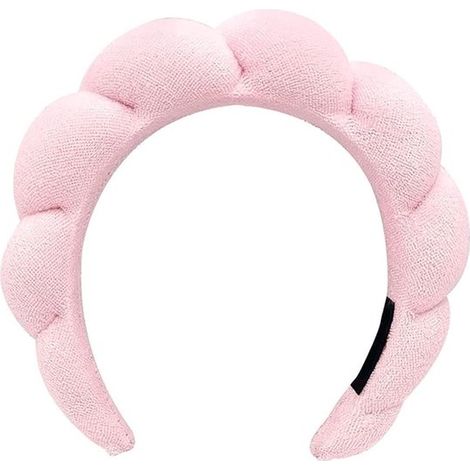 Diadema para tratamientos faciales - Diadema de microfibra absorbente - Para el baño y desmaquillante - Suave, lavable y ajustable - Mantiene el cabello seco (rosa) (1/5)