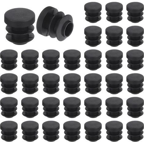 36 Pcs Bouchon en Plastique Rond, Bouchons d'Extrémité de Tube Noirs, 14mm(0.55 Pouce) pour Pieds de Meubles, Protection de Glissement pour Chaise, Canapé, Table, Étagère (1/5)