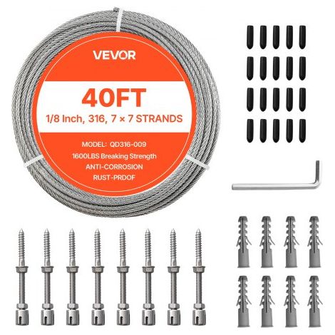 Câble Acier Inoxydable 3 - 2 mm x 12 2 m Cable Inox 316 Kit Fil (1/5)