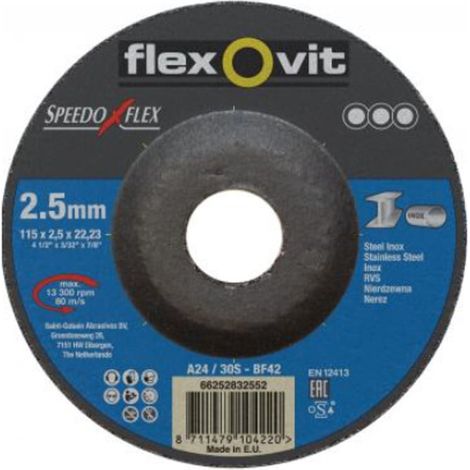 Meule à tronçonner SPEEDOFLEX Acier Inox - diamètre 125 mm - épaisseur 2,5 mm - FLEXOVIT
