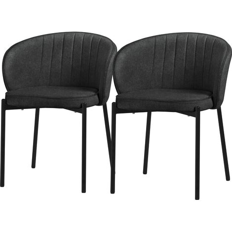 ML-Design Esszimmerstühle 2er Set Anthrazit, Küchenstühle mit Stoffbezug & Stahlbeinen, Wohnzimmerstuhl mit Rückenlehne, Polsterstühle für Esszimmer & Küche, Gepolsterte Stühle Ergonomischer Sessel