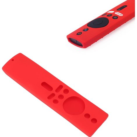 Housse Anti-Slip en Silicone pour Remote Control de Xiaomi Mi Box S et Mi TV Stick (1 x Housse + 1 x Cordon) Rouge (1/5)