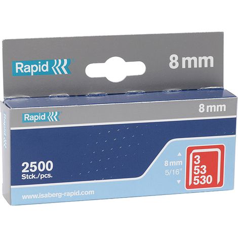Rapid 11857025 53/8B 8mm Galvanised Staples (Box 2500) RPD538B2500