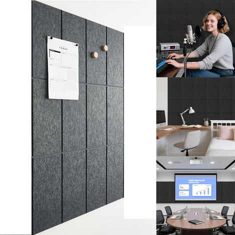 Panneaux acoustiques auto-adhésifs 15x30cm anti-bruit pour mur porte lot de 12 (1/5)