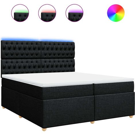 Maison Exclusive - Cama box spring con colchón tela negro 200x200