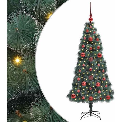 Un sapin de Noël artificiel pré-illuminé avec un ensemble de boules décoratives. (1/5)