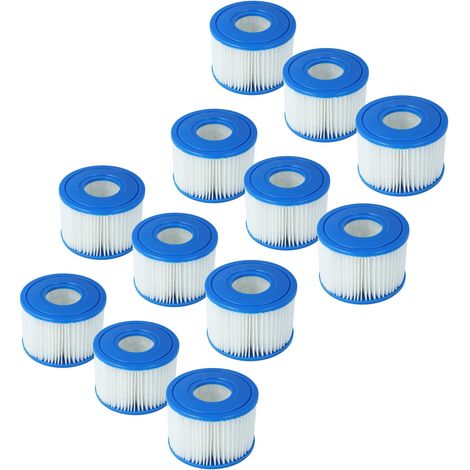 vhbw 12x Cartouche filtrante type S1 compatible avec Intex PureSpa 28403E 28407E, 28413E, 28421E spa, bain à remous - Filtre de rechange, blanc-bleu (1/4)