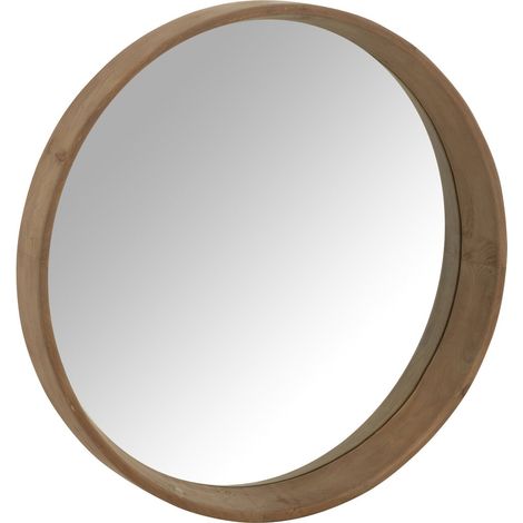 Miroir mural rond en bois beige clair design élégant - Bois beige clair naturel (1/4)