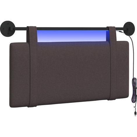 Testiera  Testata del letto sospesa Con luce LED Marrone Scuro Tessuto (1/5)