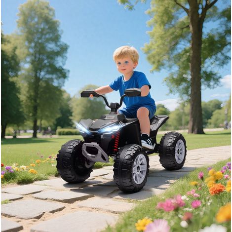 Quad électrique enfant 109x68,5x76 cm en plastique noir, 2 places pour extérieur FloraGrace (1/5)