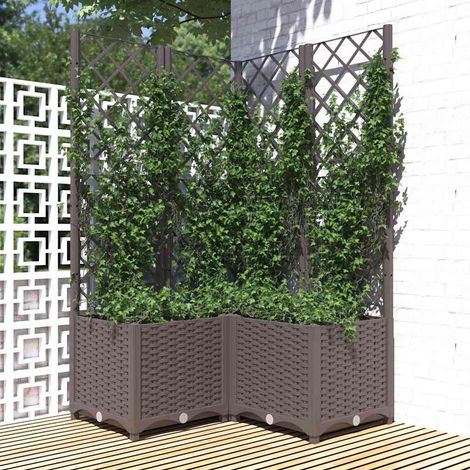 vidaXL Jardinera con enrejado PP marrón 80x80x136 cm (1/5)
