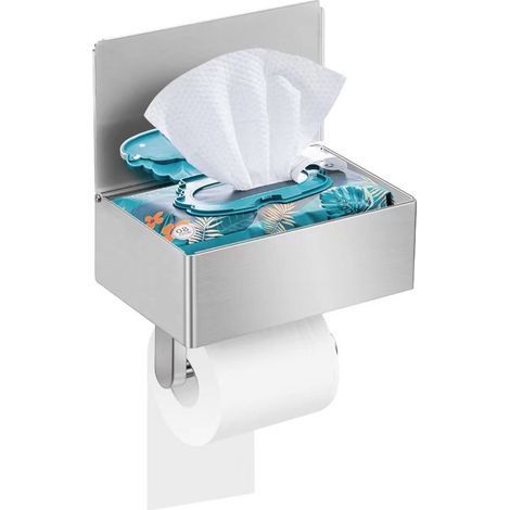 Toilettenpapierhalter – Selbstklebender Toilettenpapierhalter – Wandmontage – Mit Toilettenpapierspender – Gebürsteter, vernickelter Edelstahl – Moderner Toilettenpapierhalter – Geeignet für Badezimme (1/3)