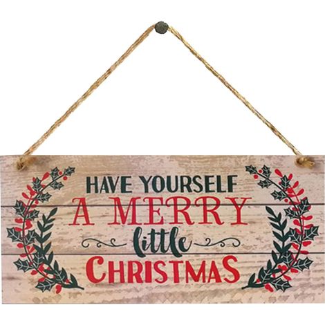 Panneau De Bienvenue En Bois - Panneau De Noël Pour Porte D'Entrée Mur Fenêtre Intérieur Extérieur - 10 x 20 cm (1/4)